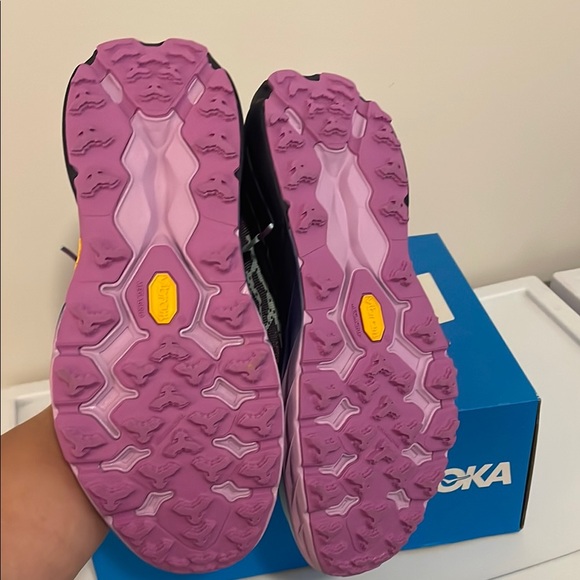 Hoka Athletic Shoes Green and Pink Maximalist Cushioning - Picture 2 of 3
